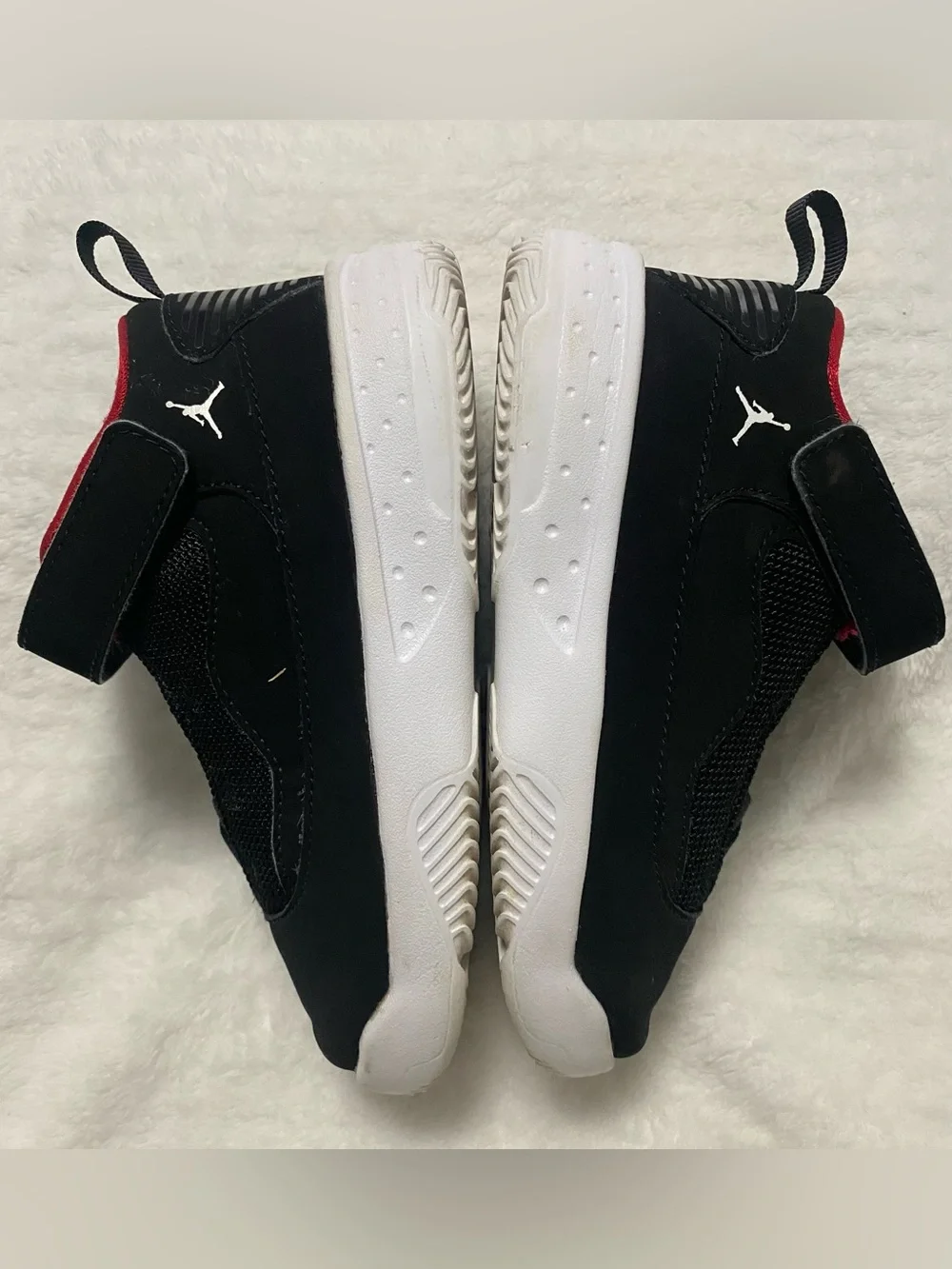 Jordan Kids Black and Red High-Top Sneakers